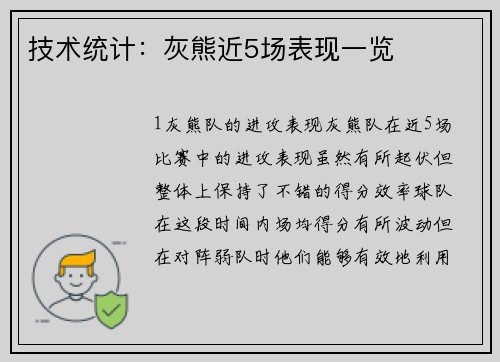 技术统计：灰熊近5场表现一览